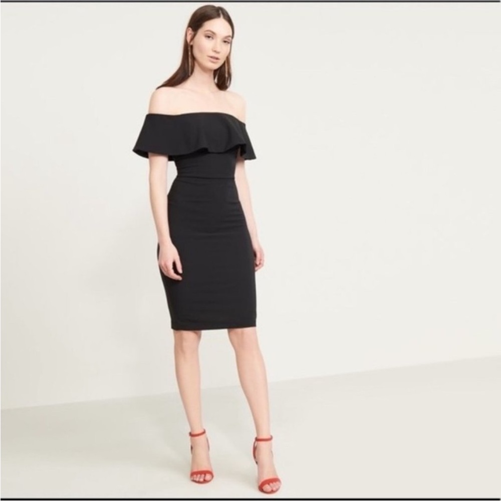 Dynamite Off-Shoulder Ruffle Dress in Black